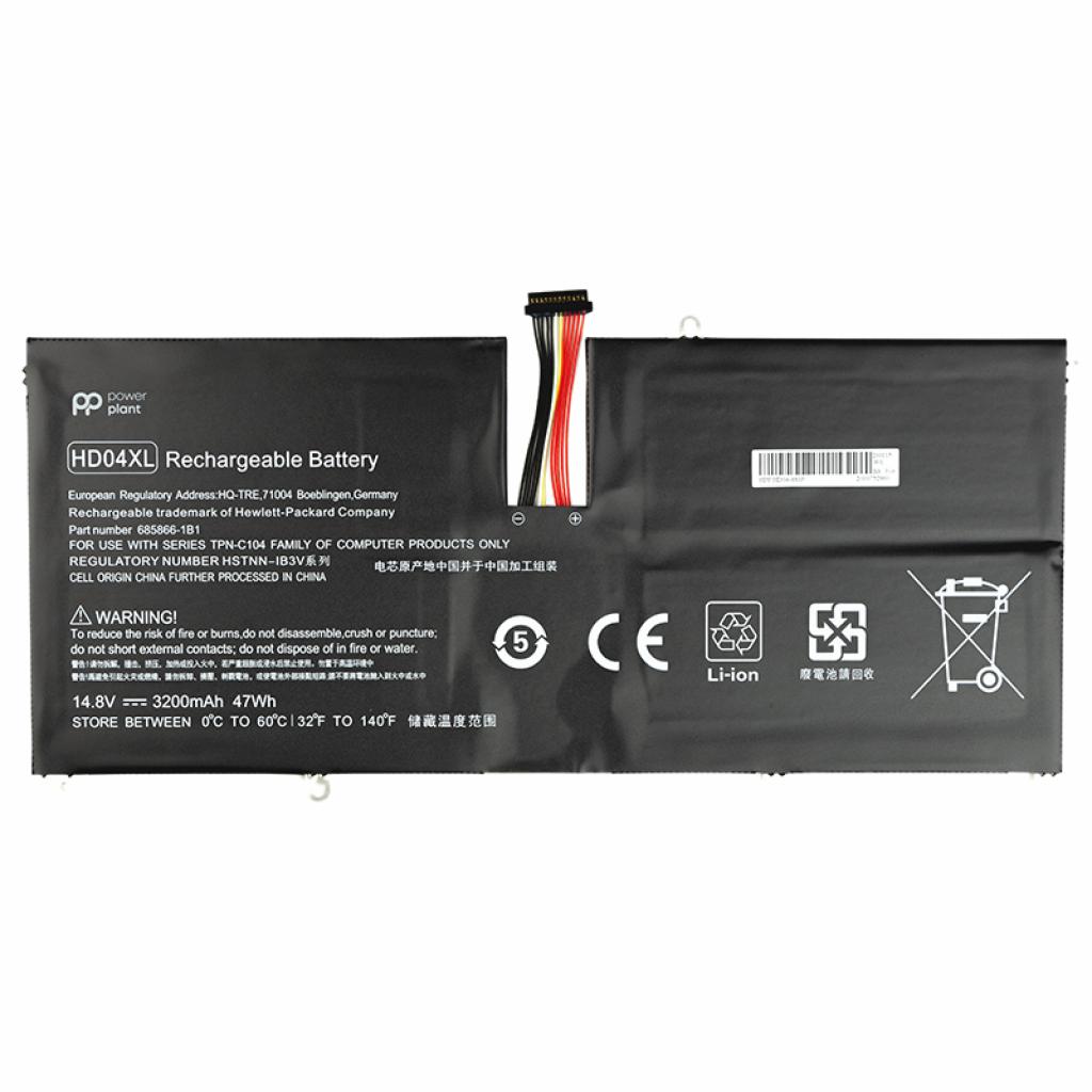 Акумулятор до ноутбука PowerPlant HP Envy Spectre XT 13-2120TU (HD04XL) 14.8V 3200mAh (NB461363) - зображення 1