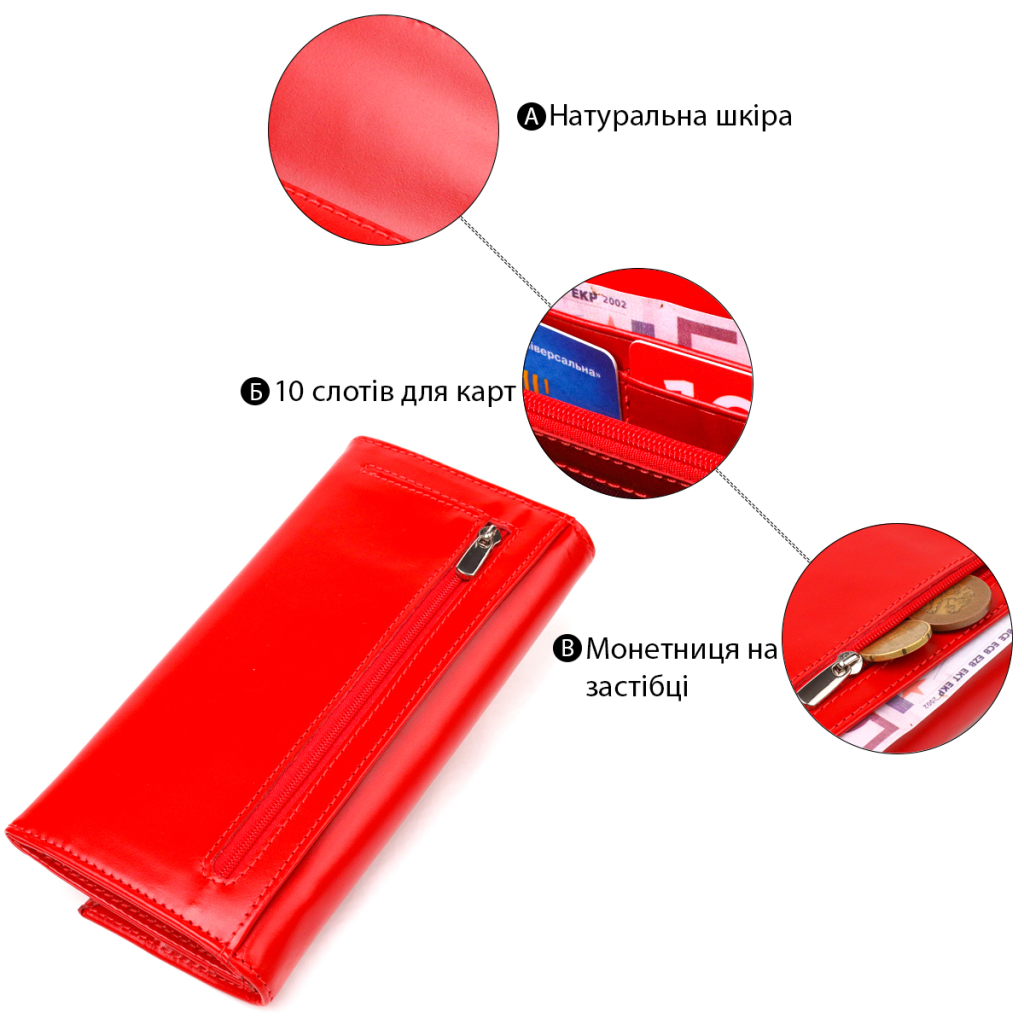 Гаманець Canpellini З натуральної шкіри Червоний (21626) - зображення 4