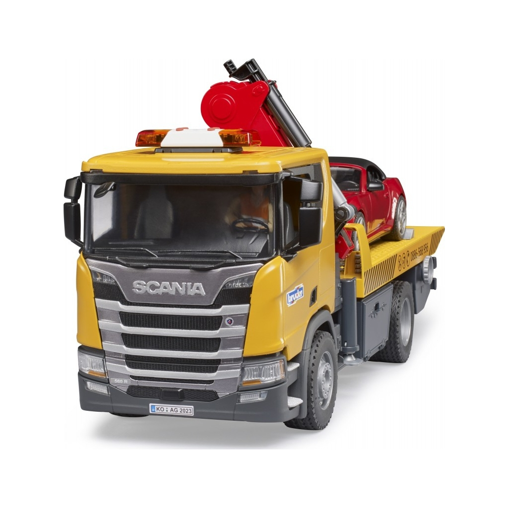 Спецтехніка Bruder Евакуатор Scania Super 560R з краном-маніпулятором та автомобіль Roadster (03552) - зображення 7