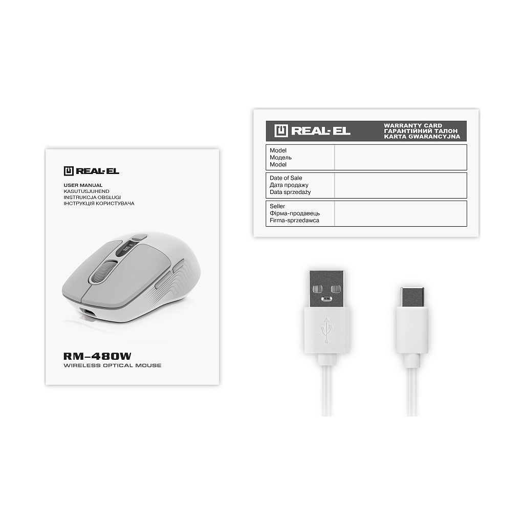 Мишка REAL-EL RM-480W Wireless/Bluetooth White (EL123200050) - зображення 7