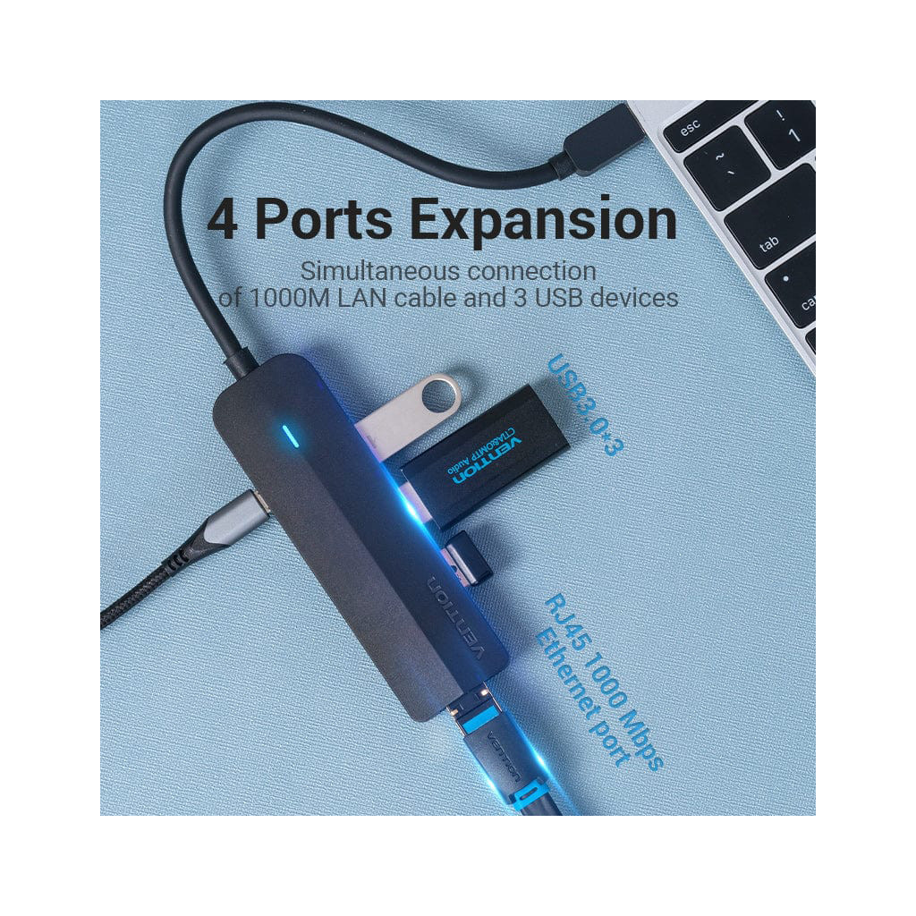 Концентратор Vention USB 3.1 Type-C to 3xUSB 3.0+MicroUSB+RJ45 100M Ethernet black (TGPBB) - зображення 7