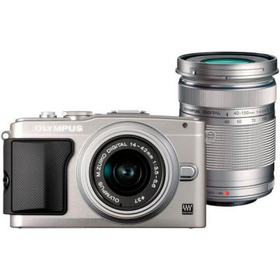 Цифровий фотоапарат Olympus E-PL5 DZK 14-42 mm + 40-150 mm silver (V205042SE020) - зображення 1