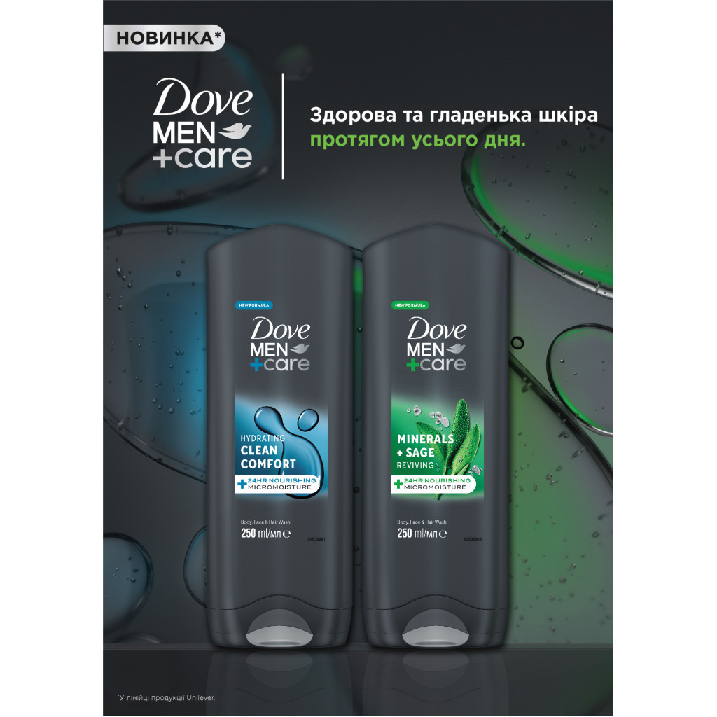 Гель для душу Dove Men+Care Чистота та комфорт 400 мл (8717644683149/8720181313448) - зображення 3
