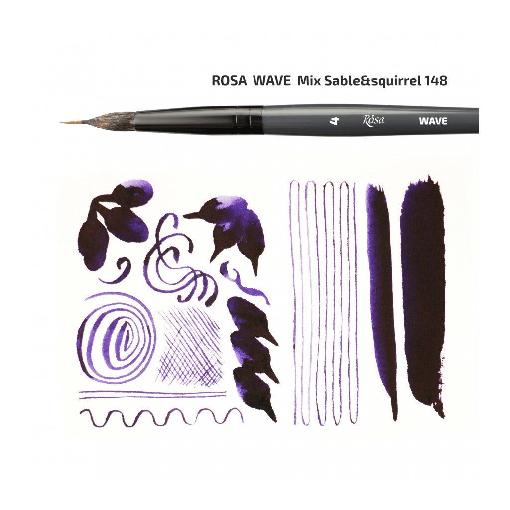 Пензлик для малювання Rosa Мікс білка/соболь круглий, лайнер, WAVE 148, № 0 (4823098516859) - зображення 3