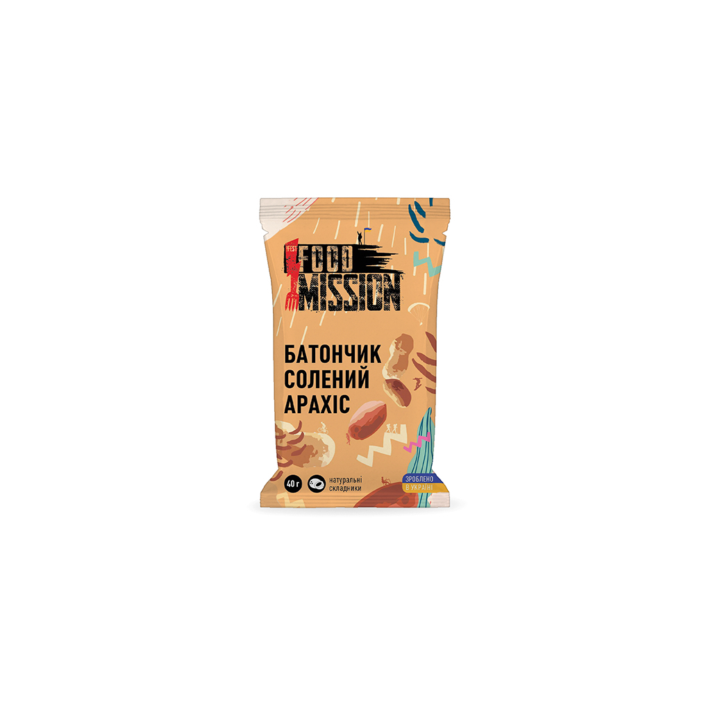 Батончик Food Mission Солоний арахіс 40 г (fm.30641) - зображення 1