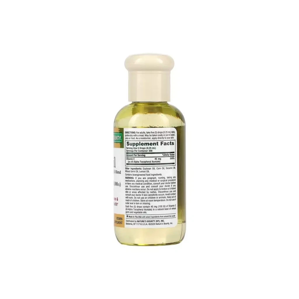 Вітамін Nature's Bounty Рідкий Вітамін E, 30000 МО, Vitamin E-Oil, 74 мл (NRT-00810) - зображення 2