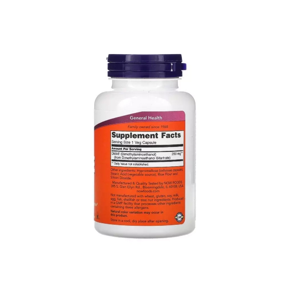 Амінокислота Now Foods DMAE (диметиламіноетанол) 250мг, 100 вегетаріанських капсул (NOW-03090) - зображення 2