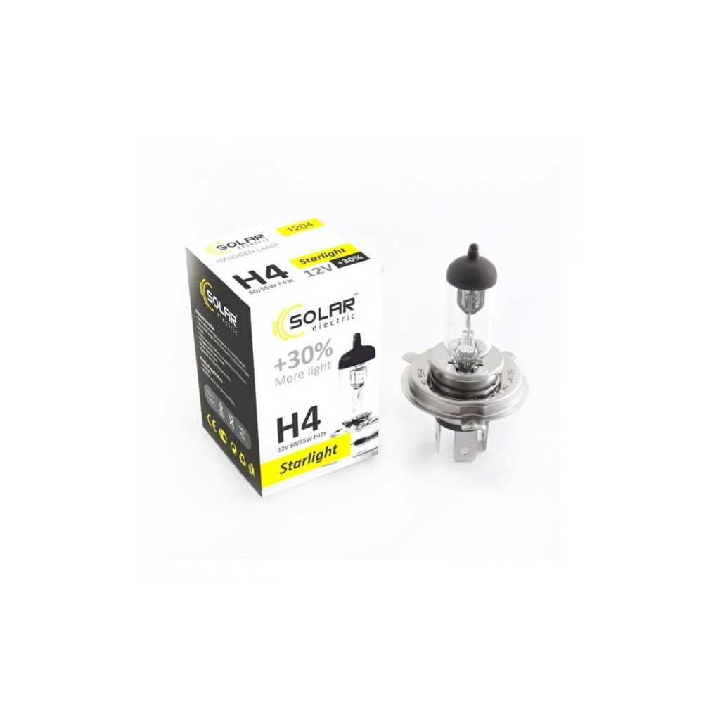 Автолампа SOLAR H4 12V 60/55W P43t-38 Starlight+30 (1204) - зображення 2
