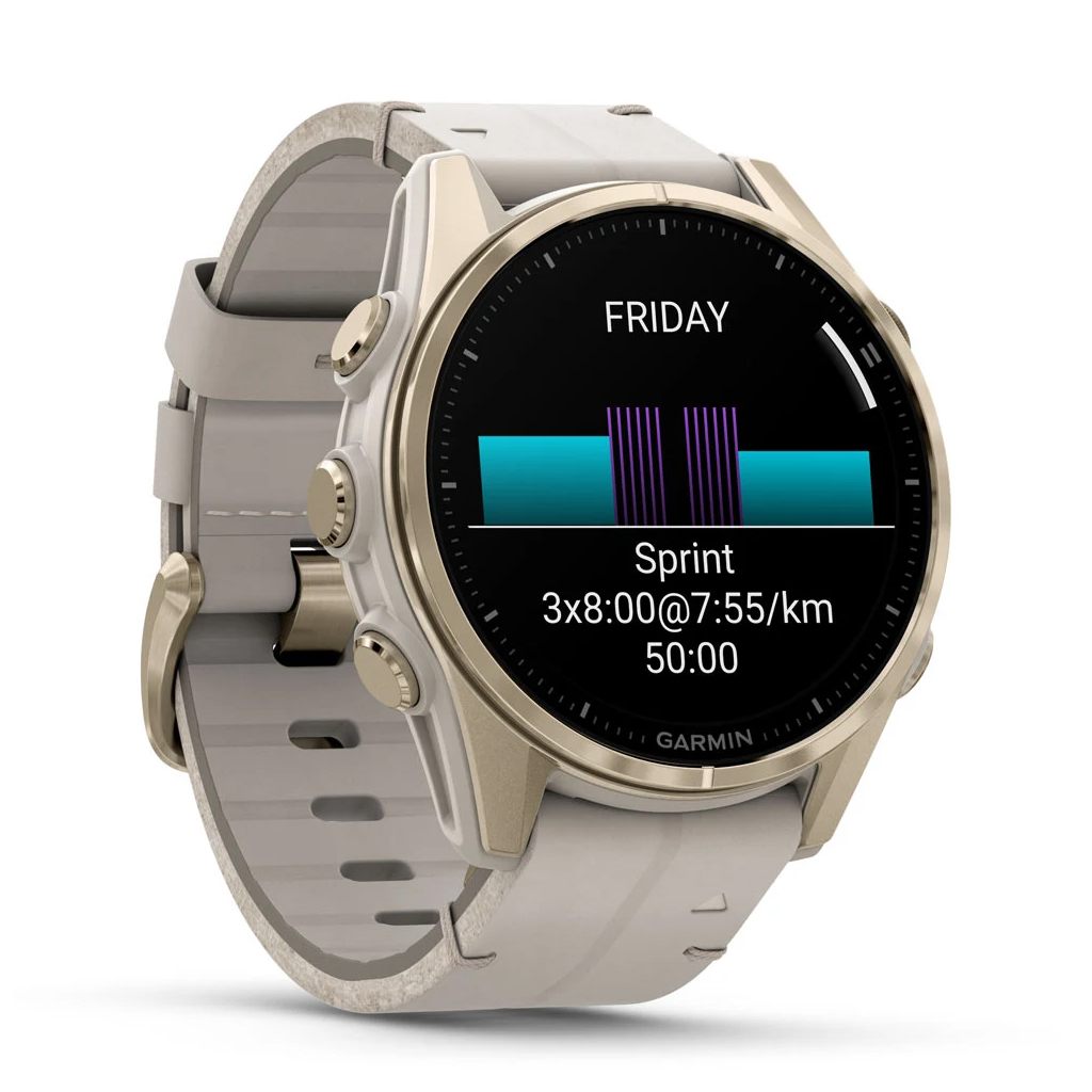 Смарт-годинник Garmin fenix 8 43mm, AMOLED, Saph, SftGldSS/FogGryLeatherBnd, Excl, GPS (010-02903-40) - зображення 3