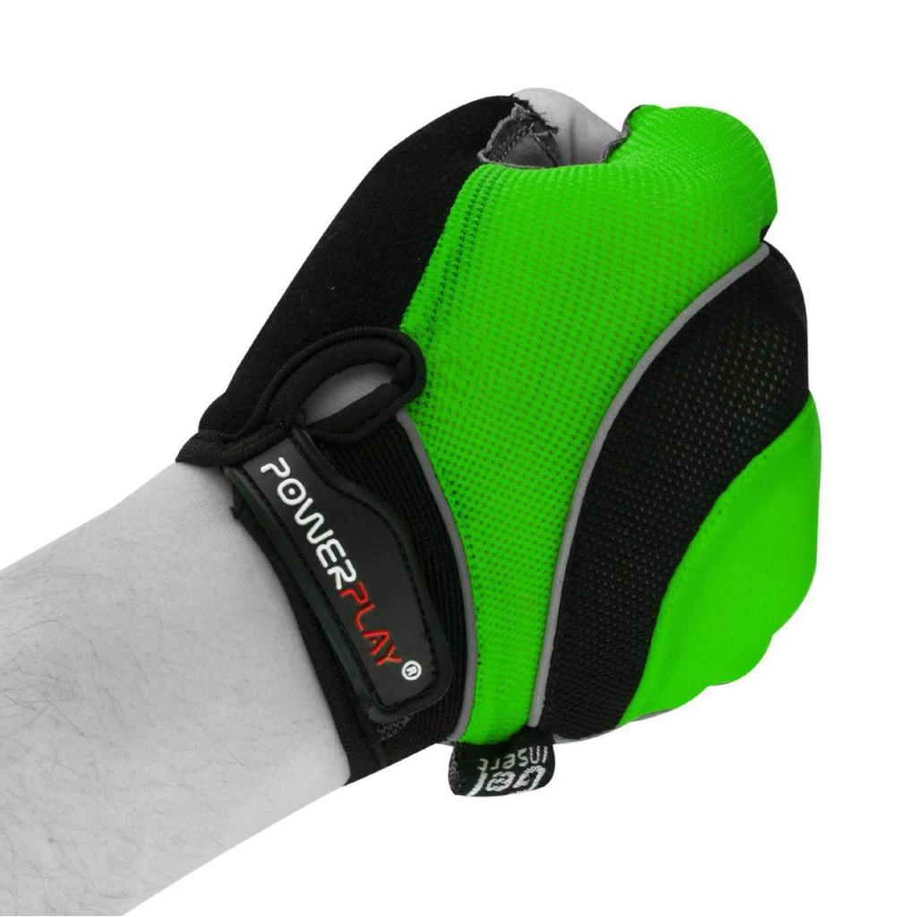 Велорукавиці PowerPlay 5037 Black/Green M (5037_M_Green) - зображення 5