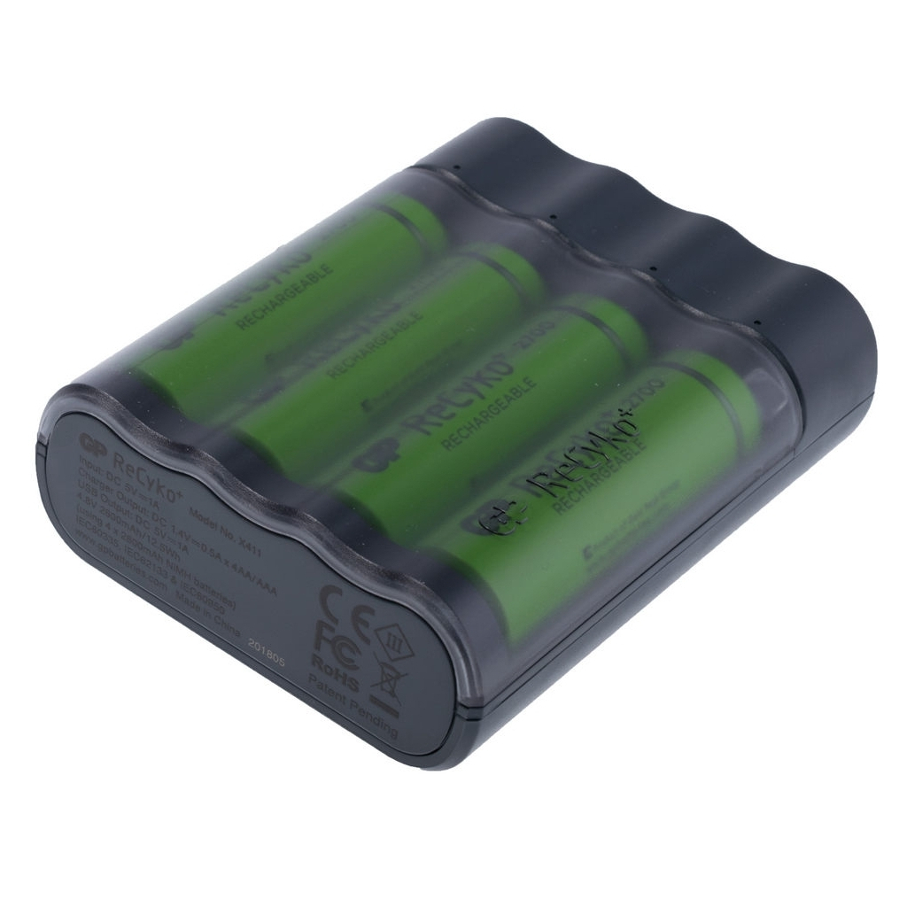Зарядний пристрій для акумуляторів Gp GPX411 + AA 2700mAh*4 with function Power Bank, + USB cable (270AAHCE-2EAB4) - зображення 2