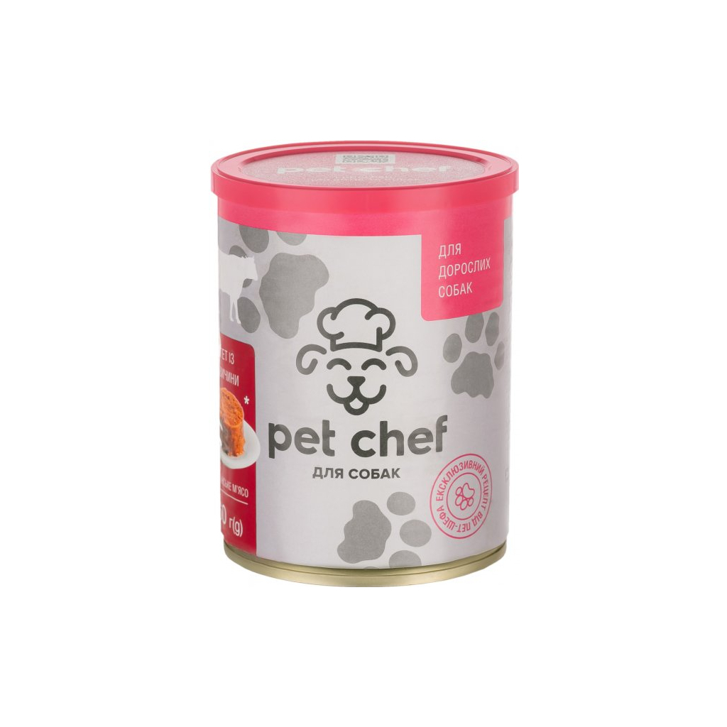 Консерви для собак Pet Chef паштет з яловичиною 360 г (4820255190259) - зображення 1