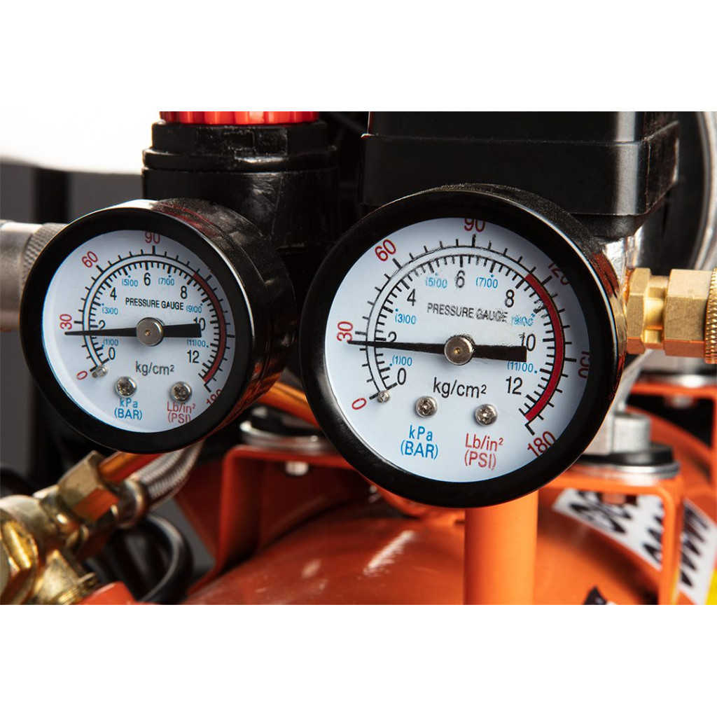 Компресор Neo Tools безоливний, 2-х поршневий, 230В, 12л, 8 Бар, 105л/хв, 500Вт, (12K020) - зображення 6