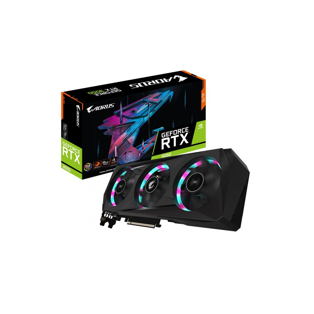 Відеокарта GIGABYTE GeForce RTX3050 8Gb AORUS ELITE (GV-N3050AORUS E-8GD) - зображення 1