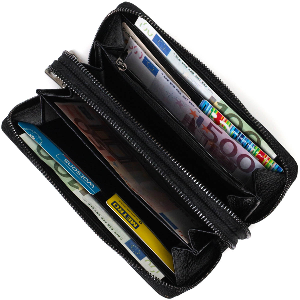 Гаманець Bond Accessories З двома відділеннями із натуральної шкіри Чорна (22027) - зображення 7