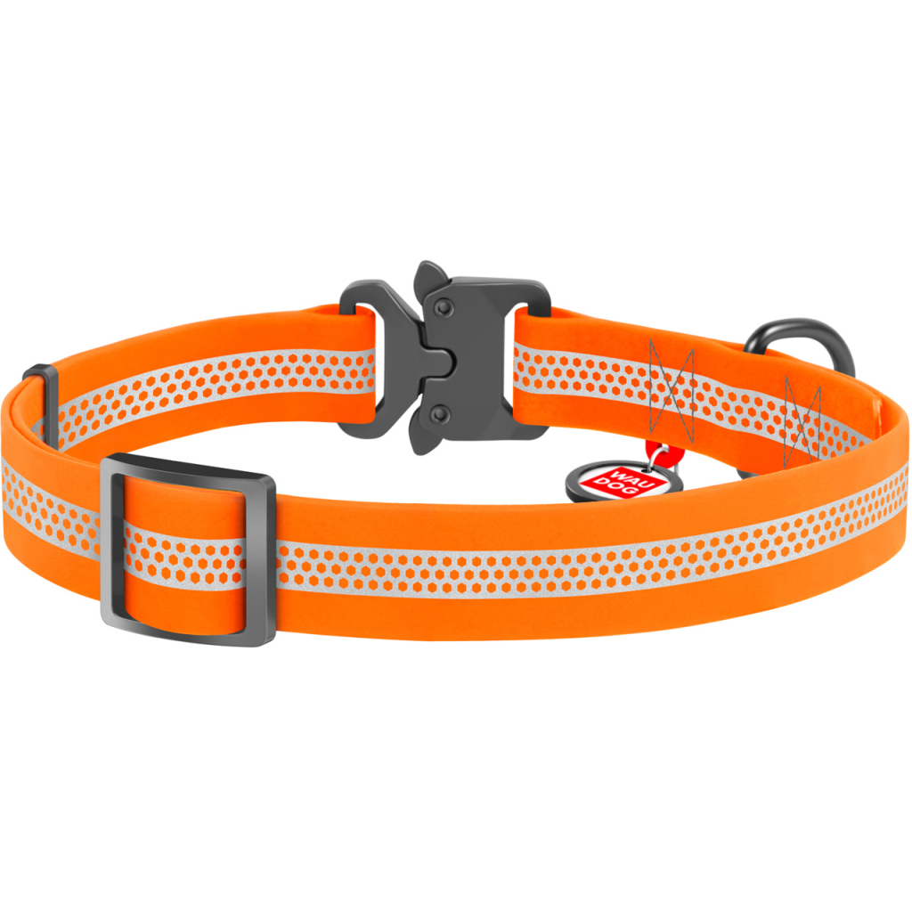 Нашийник для тварин WAUDOG Waterproof металева пряжка-фастекс M Ш 20 мм Д 28-40 см помаранчевий (26114) - зображення 2