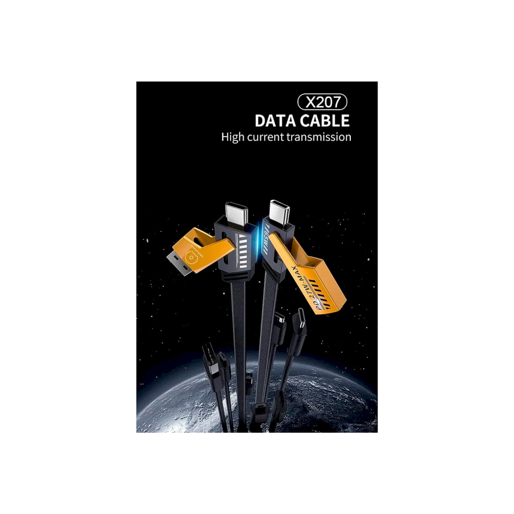 Дата кабель USB-C + USB-A to Lightning+USB-C 1.0m 65W X207 black WUW (6972573336524) - зображення 3