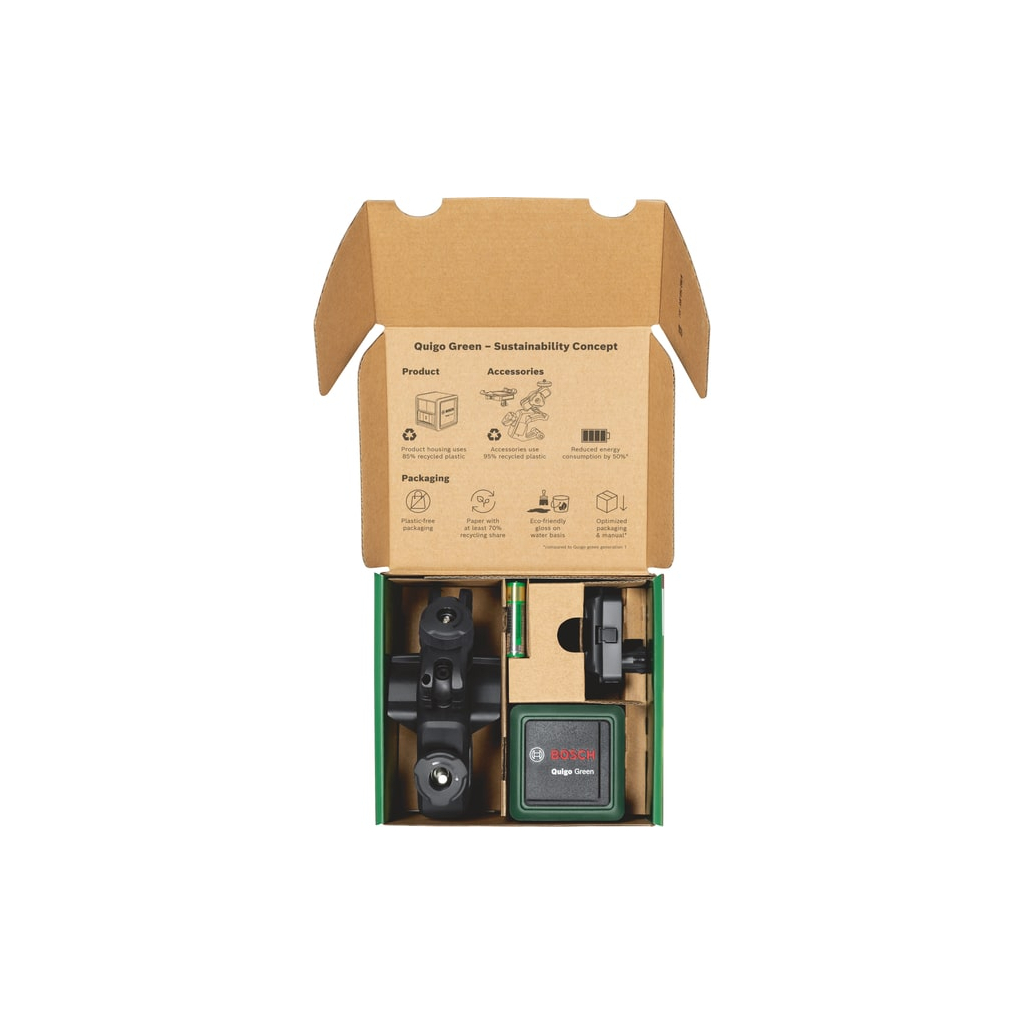 Лазерний нівелір Bosch Quigo Green, точність ± 0.8 мм/м, 12 м, зелений, 0.27 кг (0.603.663.C02) - зображення 8