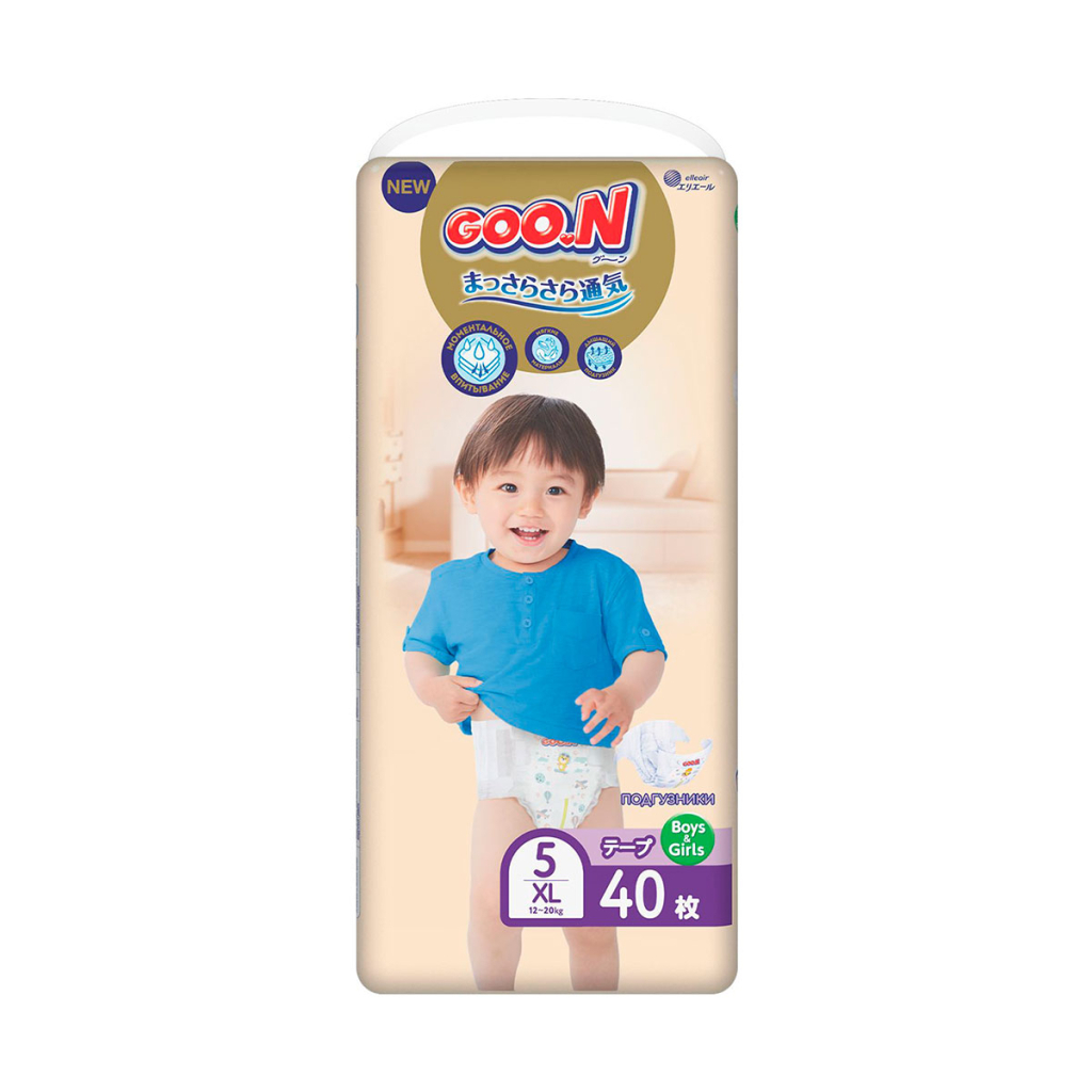 Підгузки GOO.N Premium Soft 12-20 кг розмір XL на липучках 40 шт (863226) - зображення 1