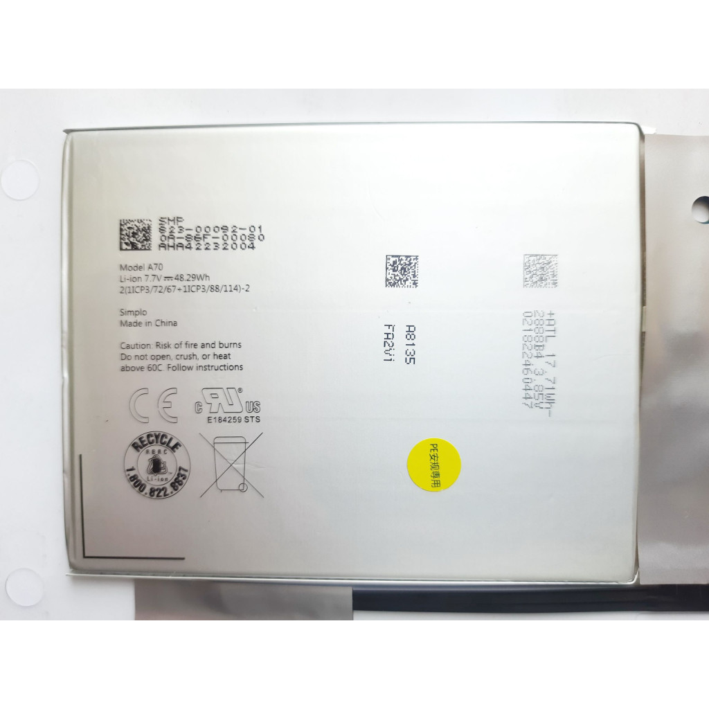 Акумулятор до ноутбука Microsoft Google Pixelbook A70, 6270mAh (48.29Wh), 4cell, 7.7V, Li-ion (A47612) - зображення 2