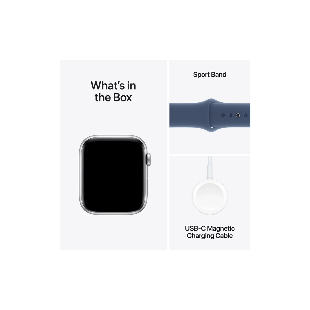 Смарт-годинник Apple Watch SE 2024 GPS 44mm Silver Aluminium Case with Denim Sport Band - M/L (MXER3QH/A) - зображення 7