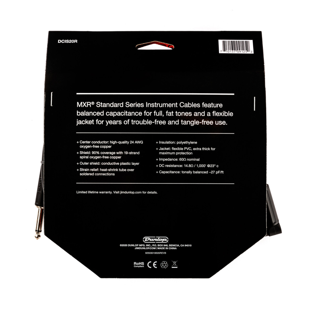 Інструментальний кабель MXR Standard Instrument Cable Straight/Right 6m (DCIS20R) - picture 5