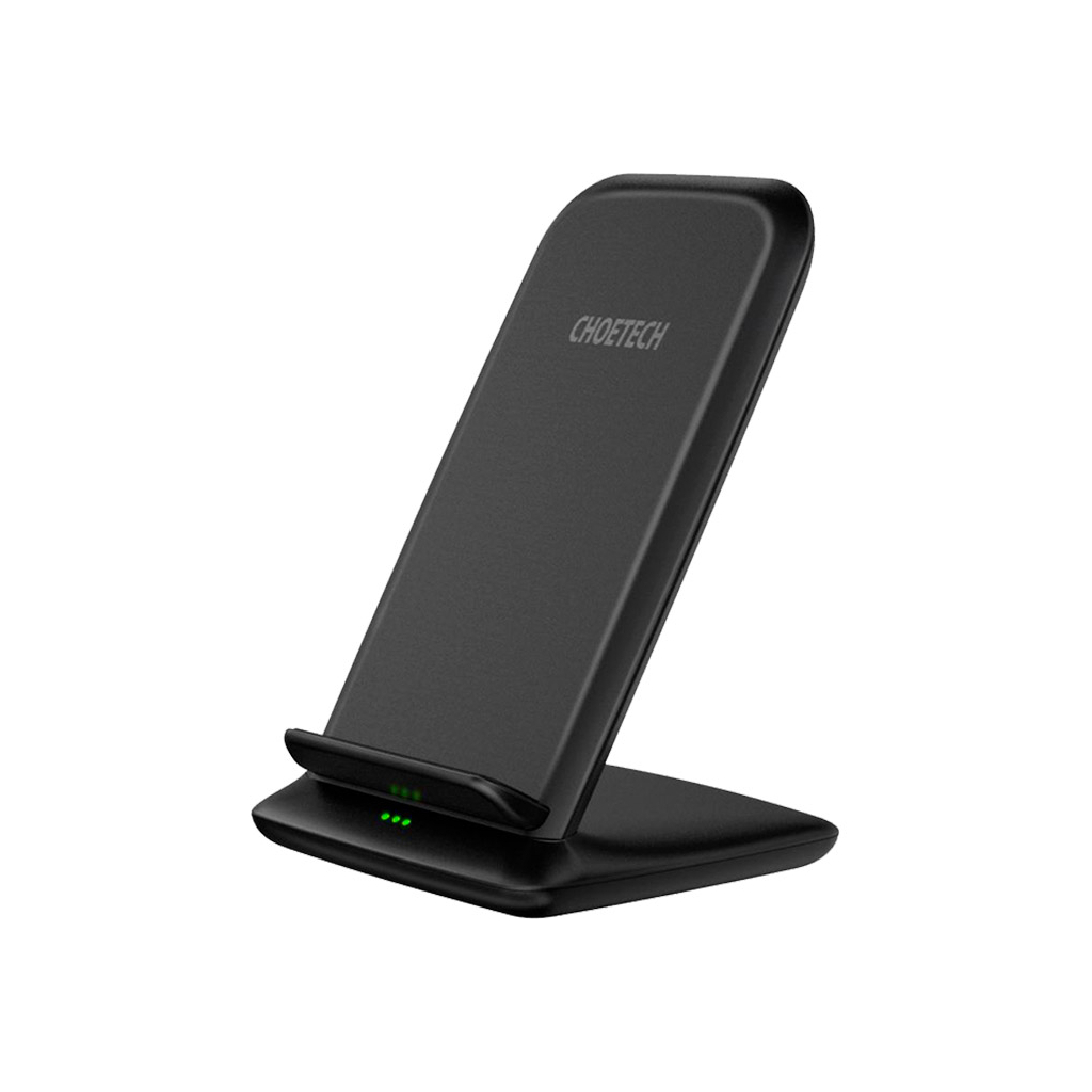 Зарядний пристрій Choetech 15W Fast Wireless Charging Stand 2coils black (T555-F-BK) - зображення 1