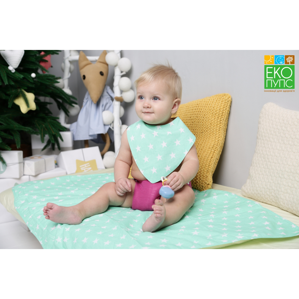 Слинявчик Еко Пупс Eco Cotton бандана 21x30 (ментол, зірочки) (BEC-011) - изображение 3