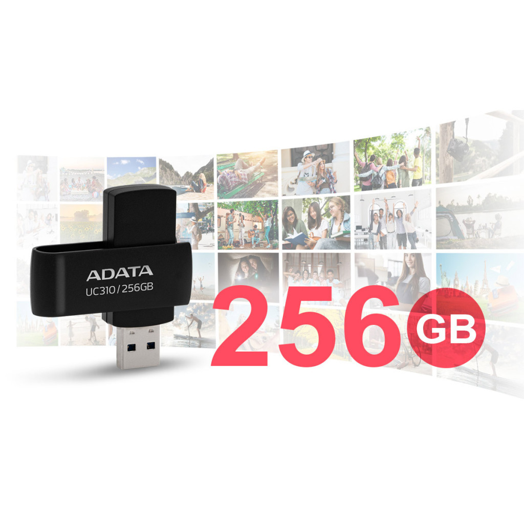 USB флеш накопичувач ADATA 256GB UC310 Black USB 3.0 (UC310-256G-RBK) - изображение 7