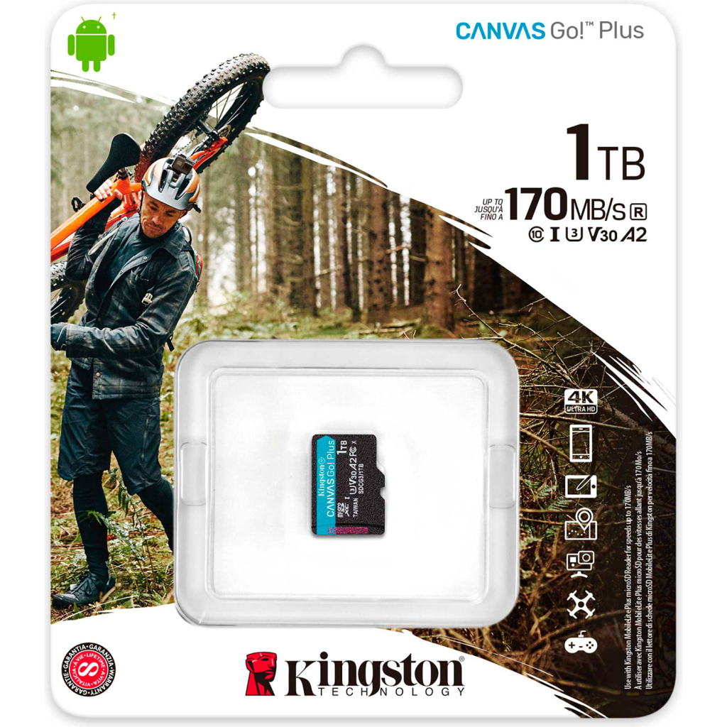 Карта пам'яті Kingston 1TB microSDXC сlass 10 UHS-I U3 V30 A2 Canvas Go Plus G4 (SDCG4/1TBSP) - зображення 3