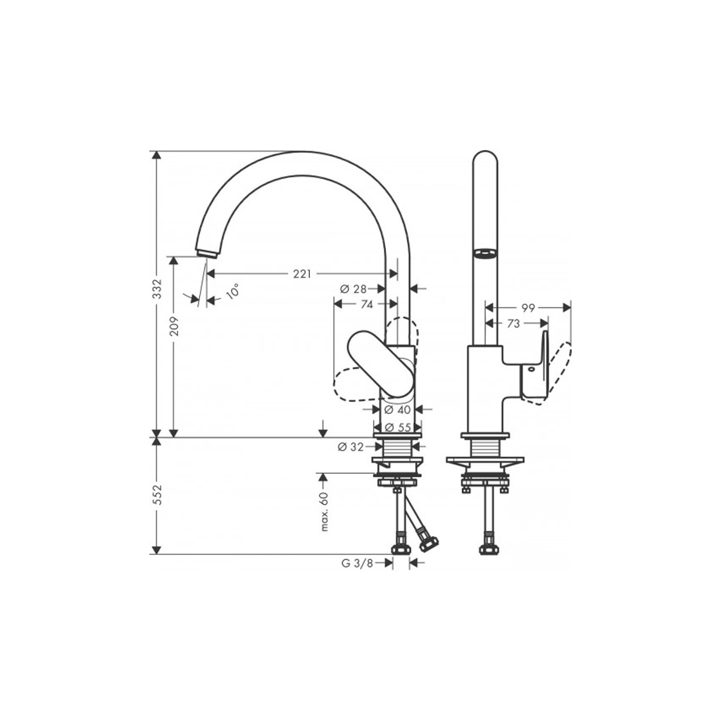 Змішувач Hansgrohe Vernis Blend M35 д/кухні, хром (71870000) - зображення 2