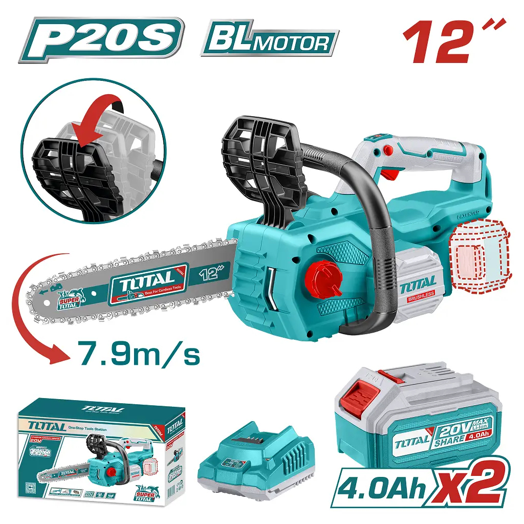 Ланцюгова пила Total TGSLI201286 акум., 20В, шина 30см, 2x4Ah (TGSLI201286) - зображення 2