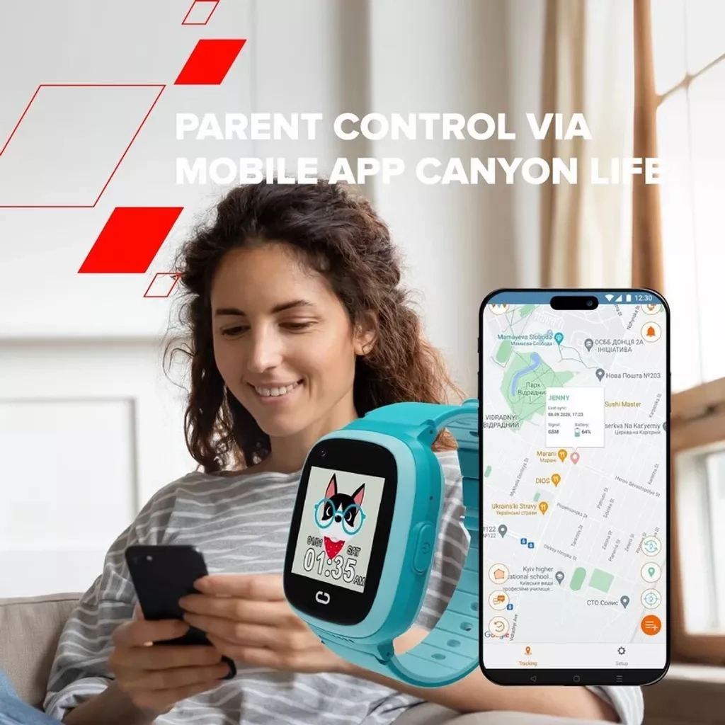 Смарт-годинник Canyon Sunny KW-48 Video 4G GPS Games Music Yellow/Green (CNE-KW48YG) - зображення 12