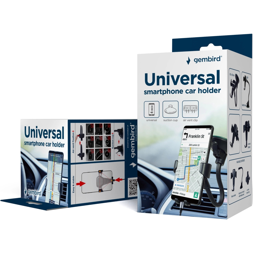 Універсальний автотримач Gembird 65-85 мм, кріплення на скло або дефлектор (TA-CHWAV-01) - зображення 7