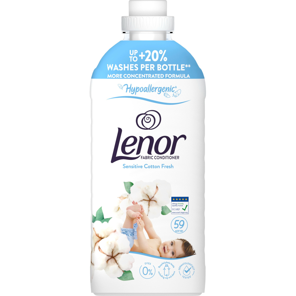 Кондиціонер для білизни Lenor Для чутливої шкіри Свіжість бавовни 1.239 л (8700216724470) - зображення 2