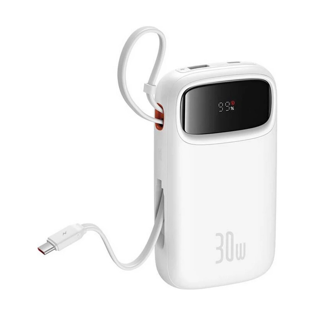 Батарея універсальна Baseus QPow2 20000mAh 30W, with 2*Type-C Cable, White (P10055009213-00) - зображення 3
