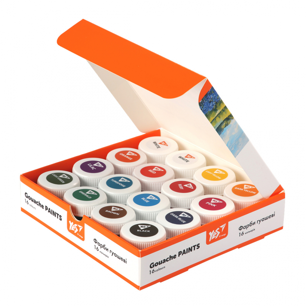 Гуашеві фарби Yes Orange Line 16 кольорів по 20 мл (230433) - изображение 2