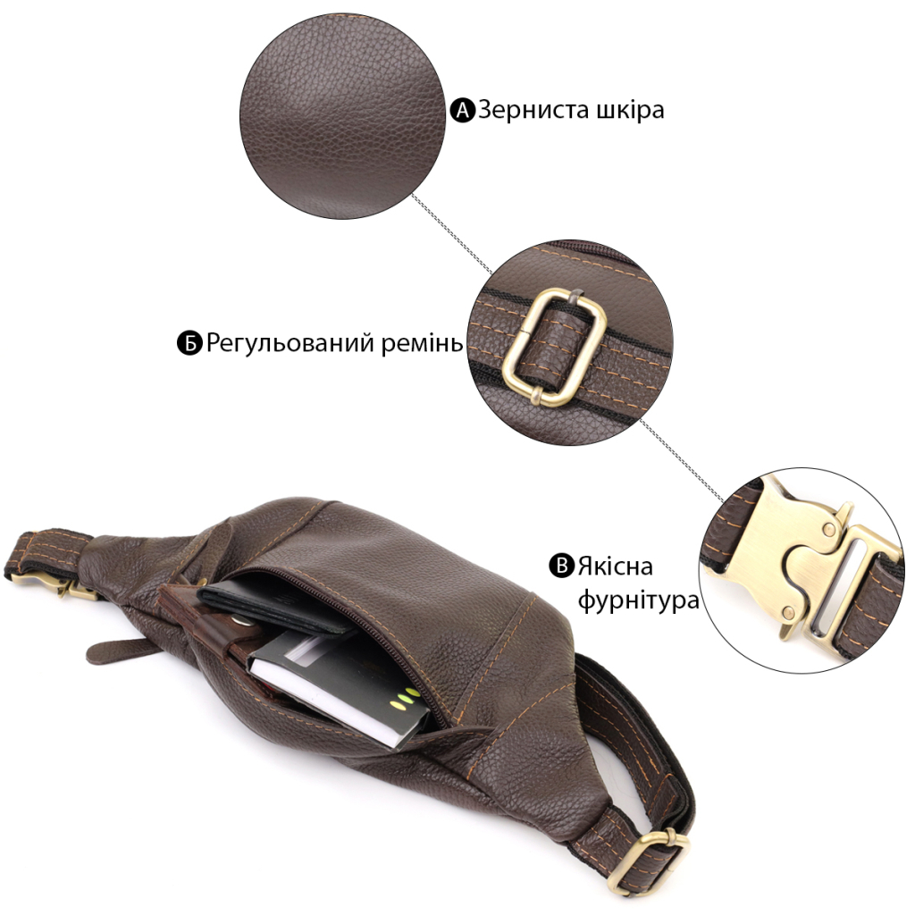 Сумка Shvigel З натуральної шкіри Коричнева (23128) - зображення 4