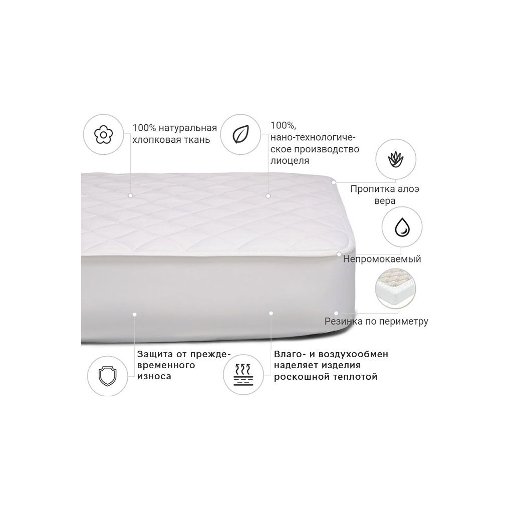 Наматрацник MirSon Natural Line Стандарт Tencel Aloe Vera 985 200x220 см (2200000840639) - зображення 3