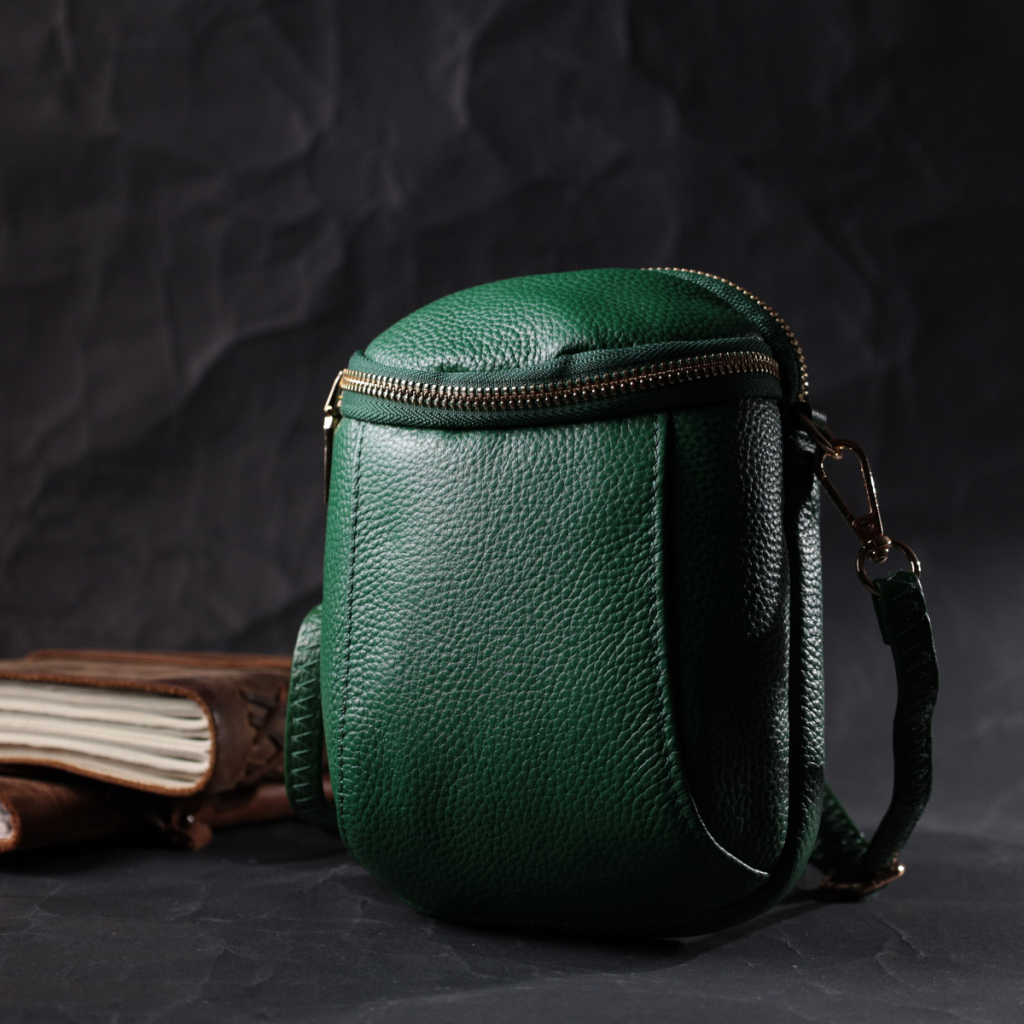 Сумка Vintage Жіноча з м'якої натуральної шкіри Зелена (22341) - зображення 8