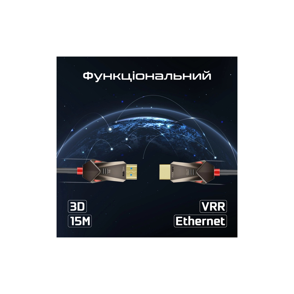 Кабель мультимедійний HDMI to HDMI 15.0m v.2.0 prolink4k60-15m Promate (prolink4k60-15m) - зображення 6