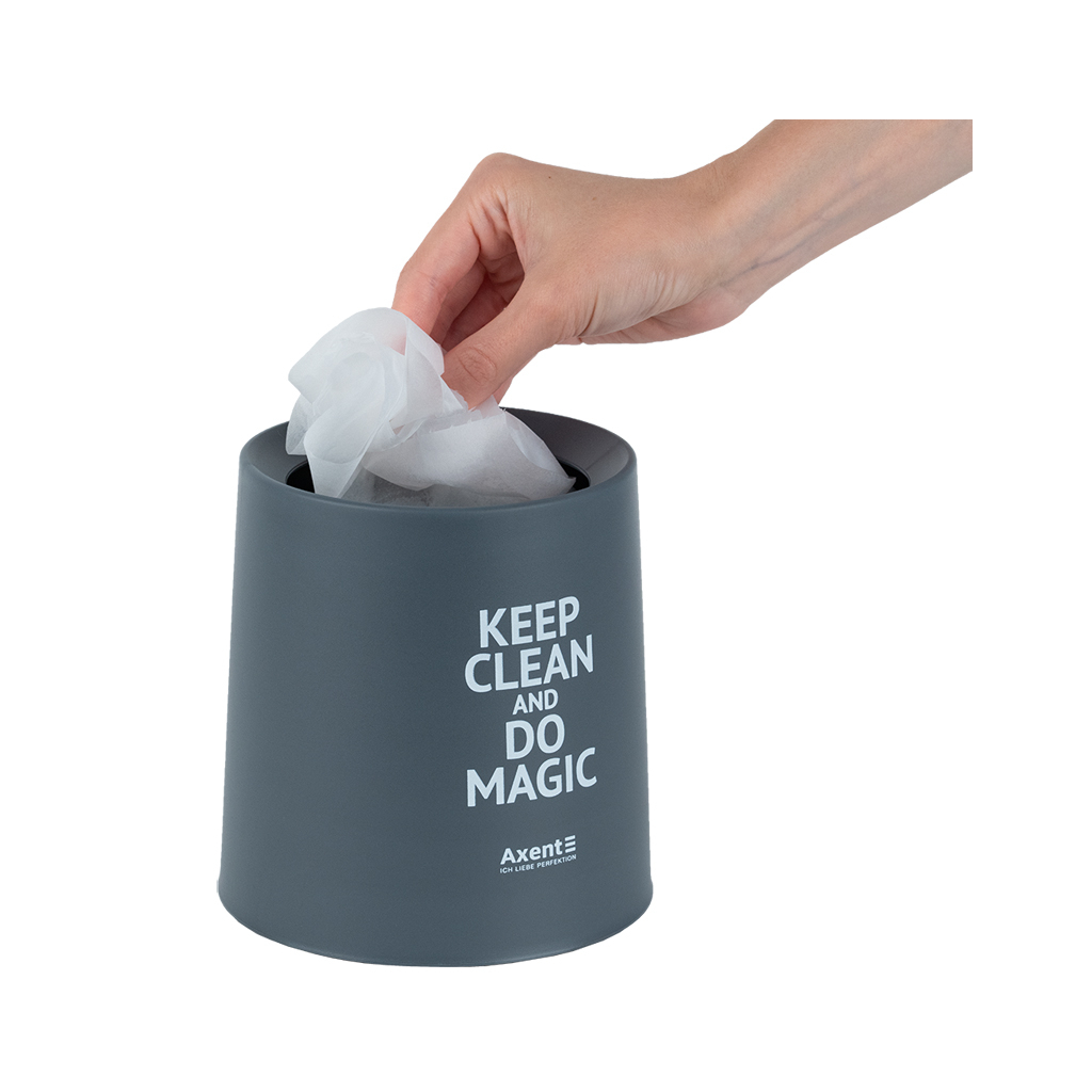 Кошик для паперів Axent Настільний контейнер для сміття, круглий, сірий (2131-03-A) - зображення 4