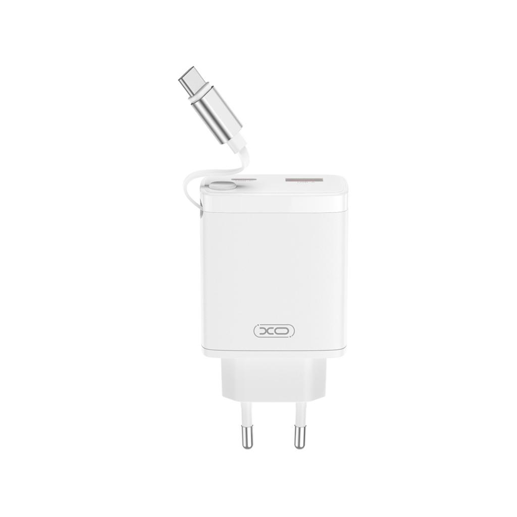 Зарядний пристрій XO 1xUSB-C + 1xUSB QC30W GaN + cable USB-C to USB-C white (XO-CE31) - зображення 2