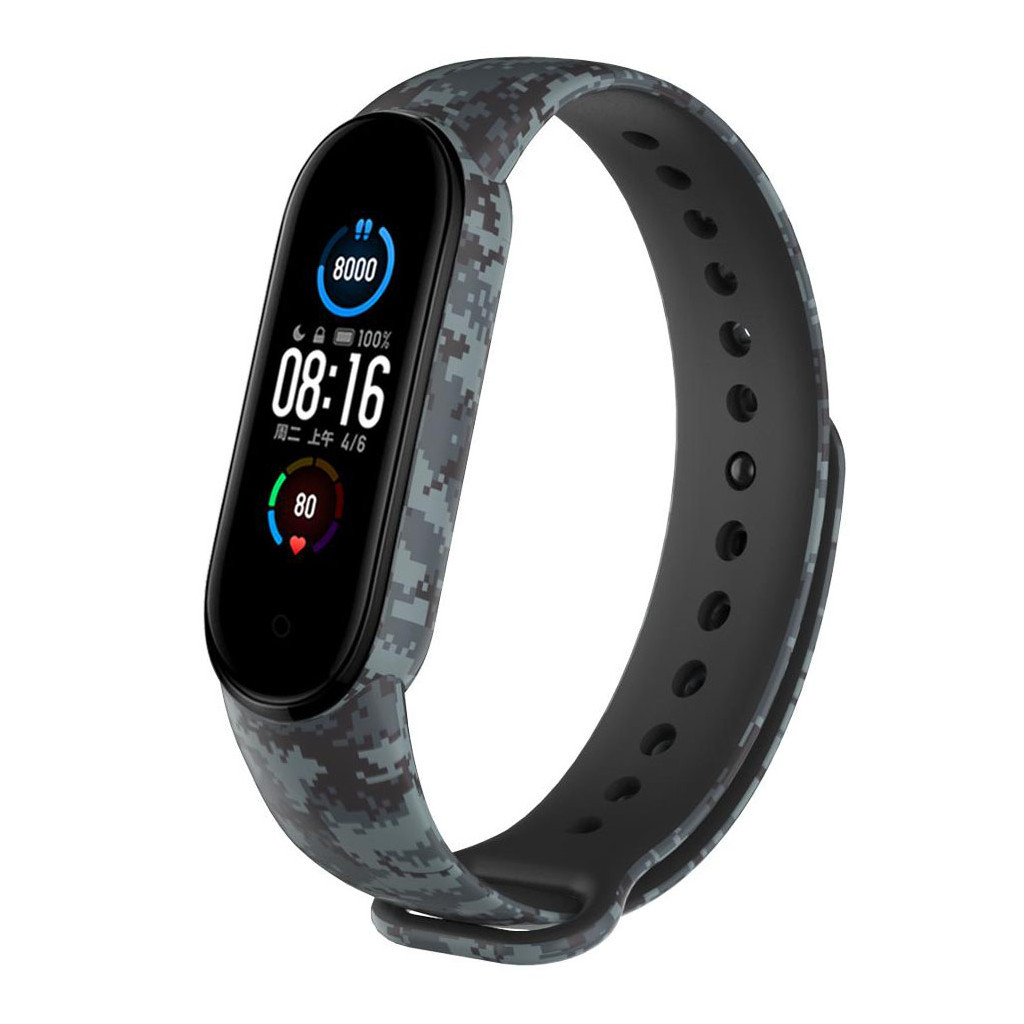 Ремінець до фітнес браслета XoKo Силіконовий ремінець XoKo для Xiaomi Mi Smart Band 5 Camo Gr (XK-SL5-CGR) - изображение 3