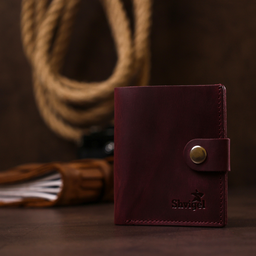 Портмоне Shvigel Шкіряне Вишневе (16478) - зображення 8