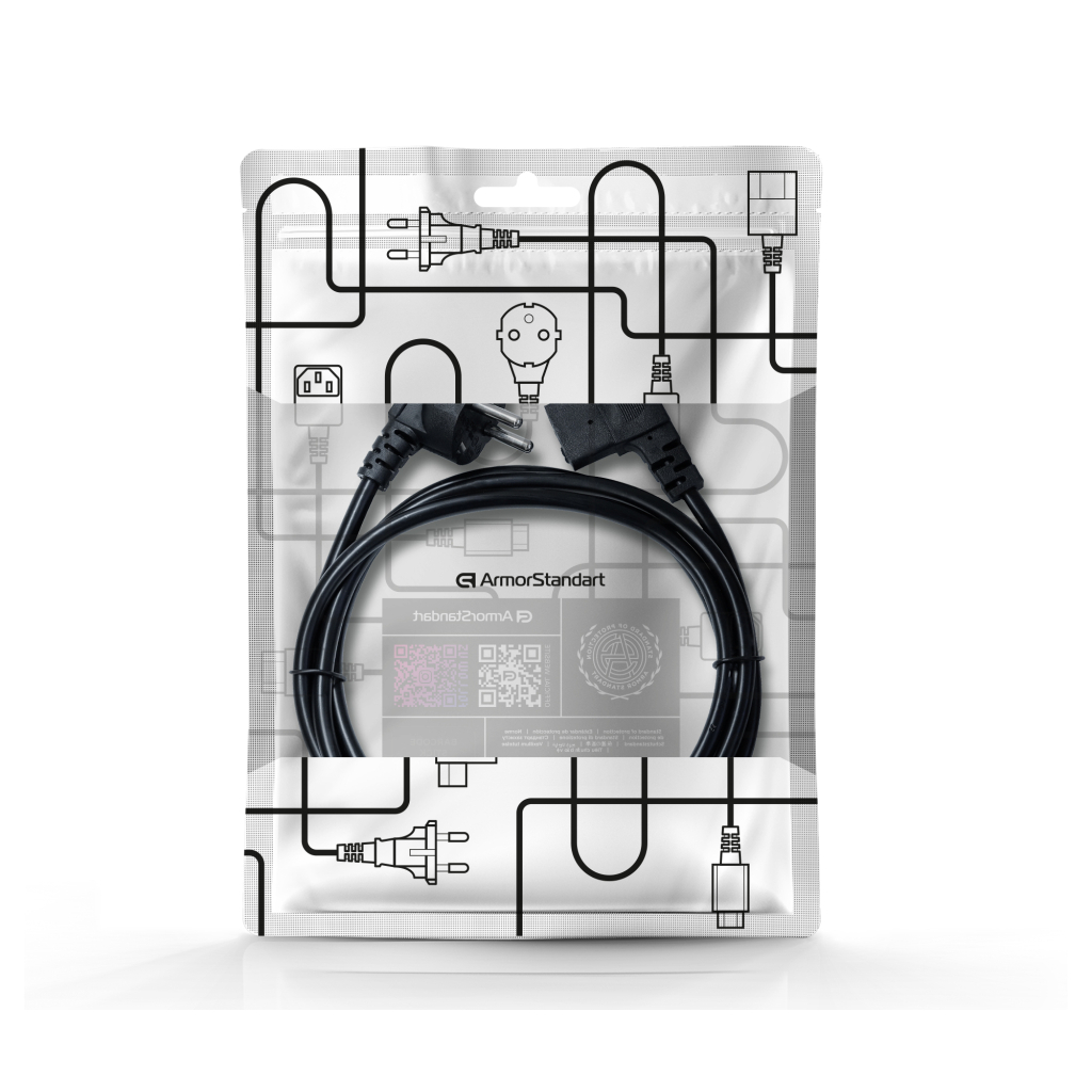 Кабель живлення C13 1.8m 90° corner black Armorstandart (ARM73124) - picture 3