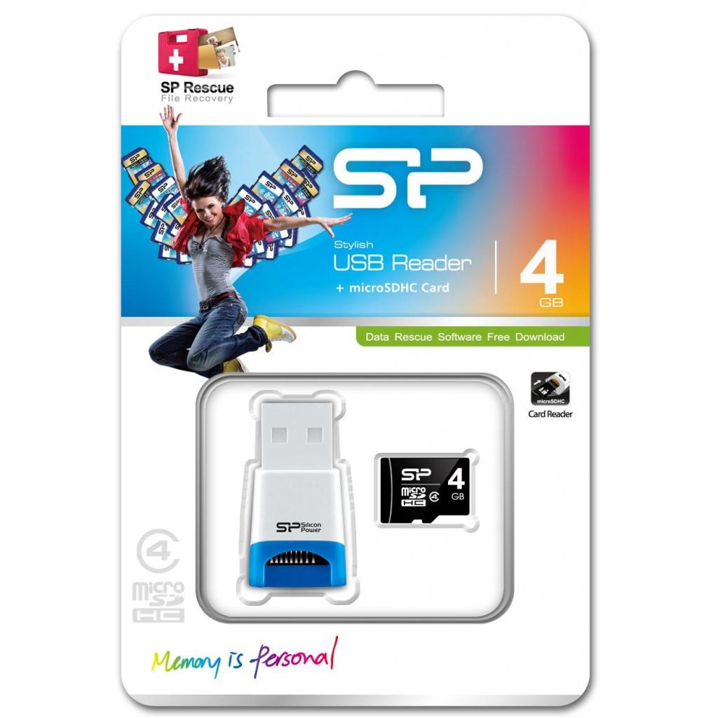 Карта пам'яті Silicon Power 4GB microSDHC class 4 (SP004GBSTH004V81) - зображення 2