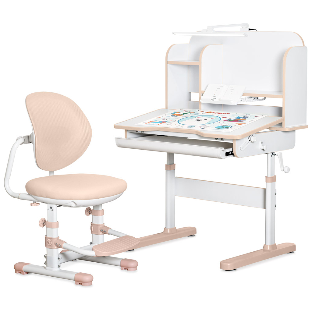 Парта зі стільцем Mealux Nemo Peach (полиця + лампа) (BD-38 PN) - зображення 1