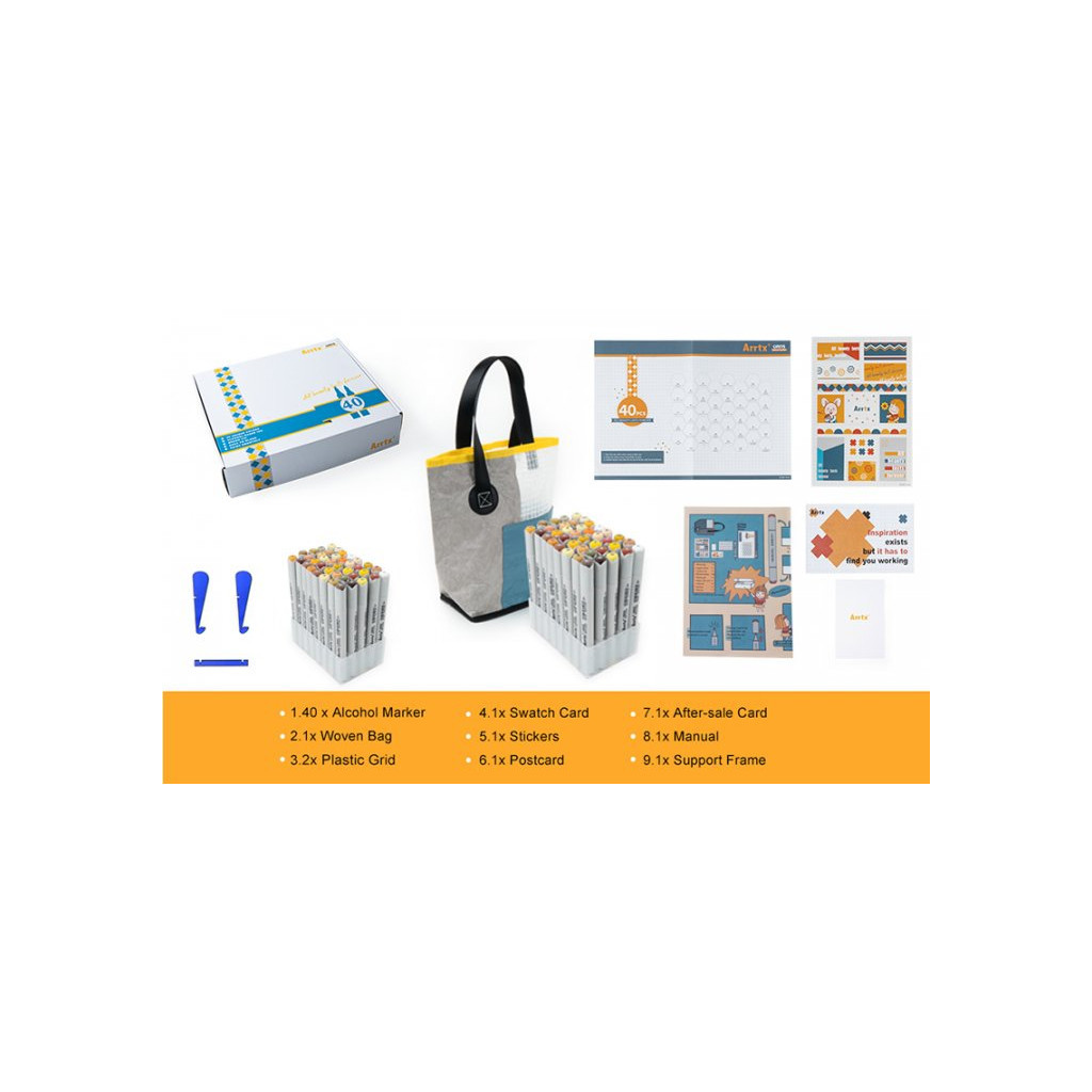 Художній маркер Arrtx Спиртові Oros ASM-03YL 40 кольорів, жовті відтінки (LC302499) - picture 5