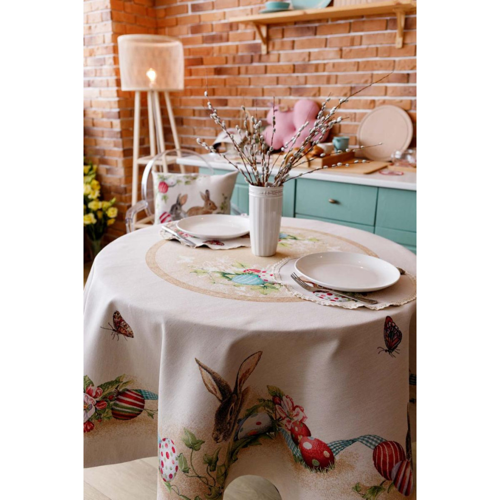 Скатертина Прованс гобеленова Великодня Веснянка D-136 см (034147) - зображення 4